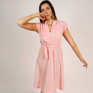 70s Collared Dress (S) small pink vintage midi pinup retro rockabilly sweet